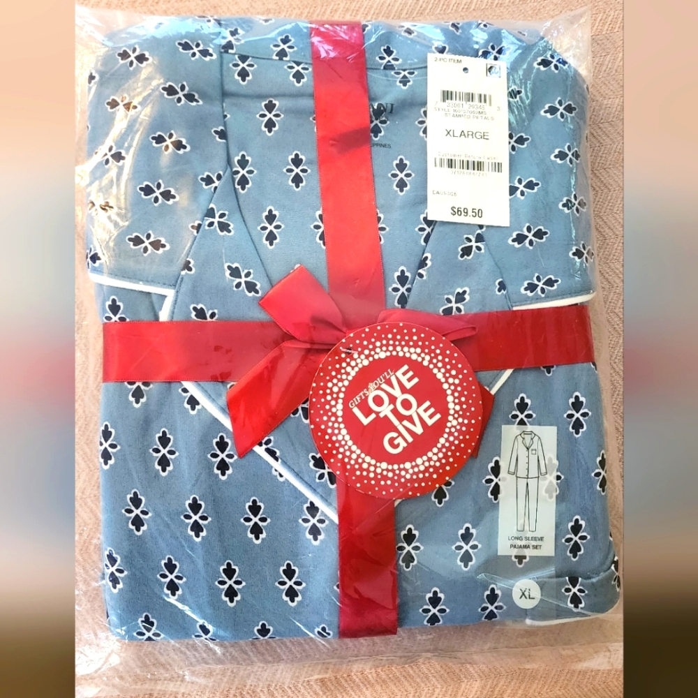 Alfani womens new blue print pjs pajamas xl